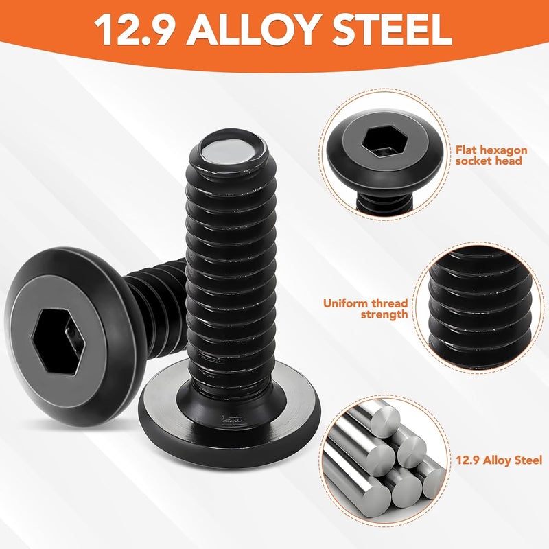 Hapric 32 Sets Threaded Inserts for Wood Furniture Screws - 1/4-20 x 25/32" Inserts and Bolts - Hex Socket Drive - 1/4-20 x 19/32" Screw-in Nuts - Image 4